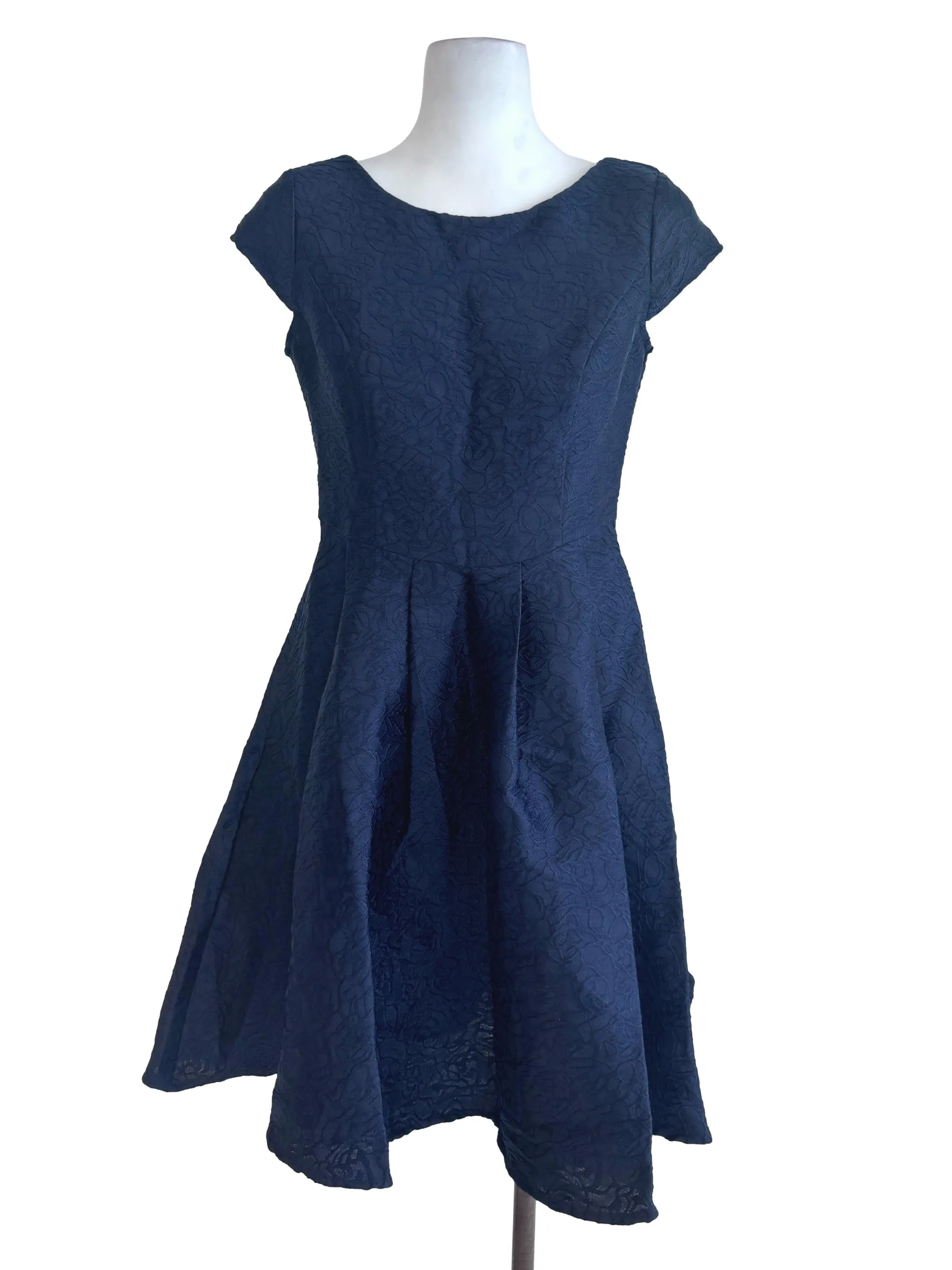 Navy Blue Textured Dress