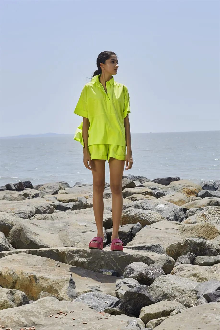 New Season Summer/Fall 24-Top Green Ekin Cotton Neon-MT Ekin Shirt-Neon Green-Fashion Edit Mati