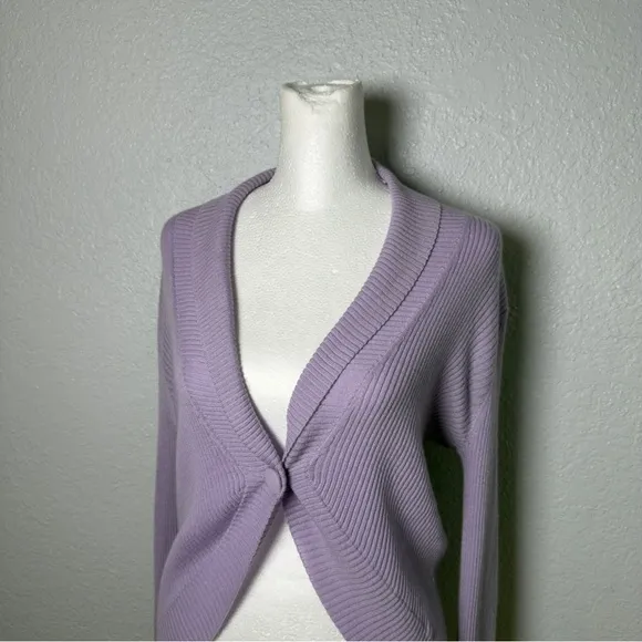 Nordstrom 100% Cashmere Cardigan Lilac Purple Pastel Cropped Women's Medium