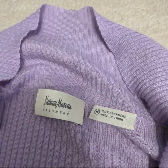 Nordstrom 100% Cashmere Cardigan Lilac Purple Pastel Cropped Women's Medium