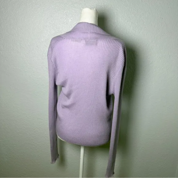 Nordstrom 100% Cashmere Cardigan Lilac Purple Pastel Cropped Women's Medium