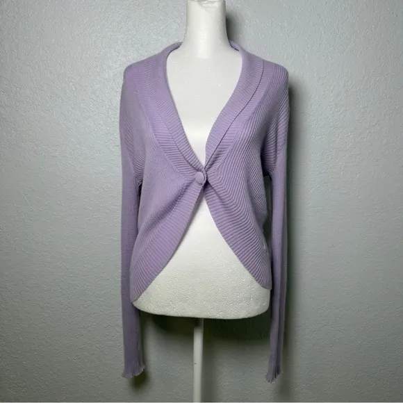 Nordstrom 100% Cashmere Cardigan Lilac Purple Pastel Cropped Women's Medium