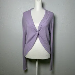 Nordstrom 100% Cashmere Cardigan Lilac Purple Pastel Cropped Women's Medium