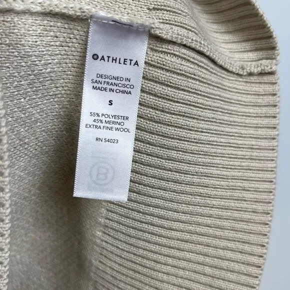 NWOT Athleta Jacquard Textured Crew Sweater ABSTRACT CREAM Camo Wool 632069 S