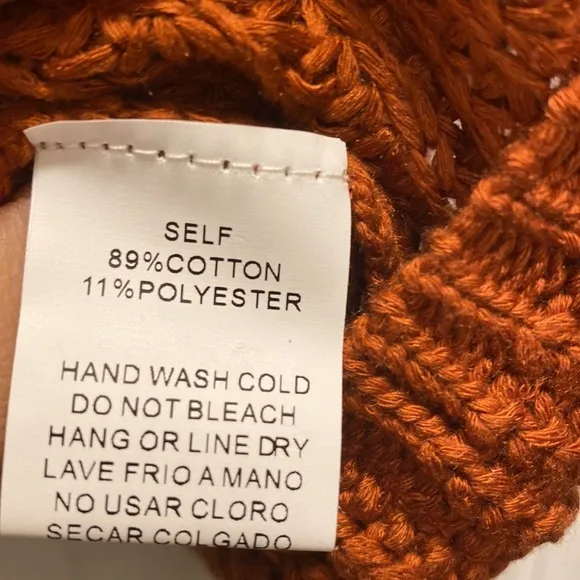NWT Easel Cotton Blend Super Oversized Long Sleeve Cropped Knit Sweater Size S