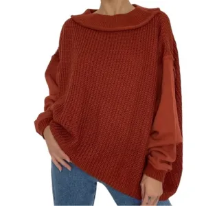 NWT Easel Cotton Blend Super Oversized Long Sleeve Cropped Knit Sweater Size S