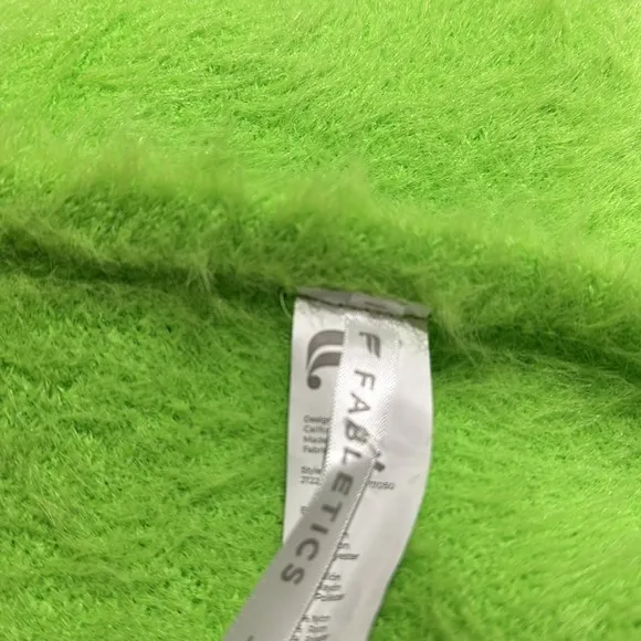 NWT  Fabletics Mini Crop Cardigan Fuzzy Sweater COLOR -Sour Apple / Neon Green