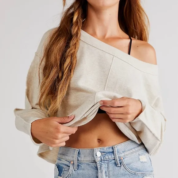 NWT Free People Oatmeal Heather Jamie Sweater XS