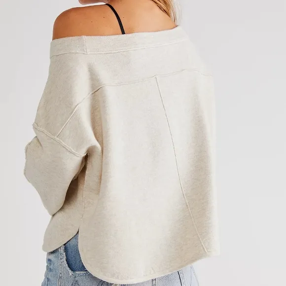 NWT Free People Oatmeal Heather Jamie Sweater XS