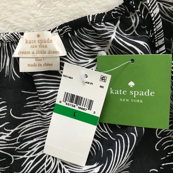 NWT Kate Spade black and white feather chemise