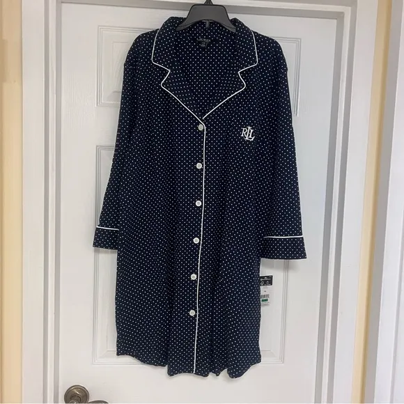 NWT Lauren Ralph Lauren Super Soft Cotton Sleep Shirt Size L