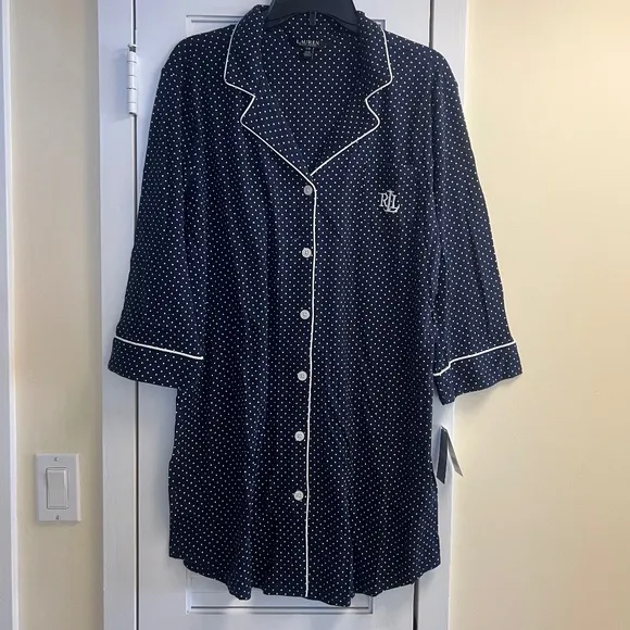 NWT Lauren Ralph Lauren Super Soft Cotton Sleep Shirt Size L