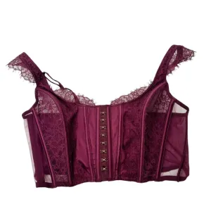 NWT Victoria’s Secret Purple Lace Silk Cropped Corset Top Medium