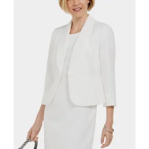 NWT Womens Size 12 Kasper 3/4-Sleeve Textured-Leaf One-Button Blazer Jacket NEW