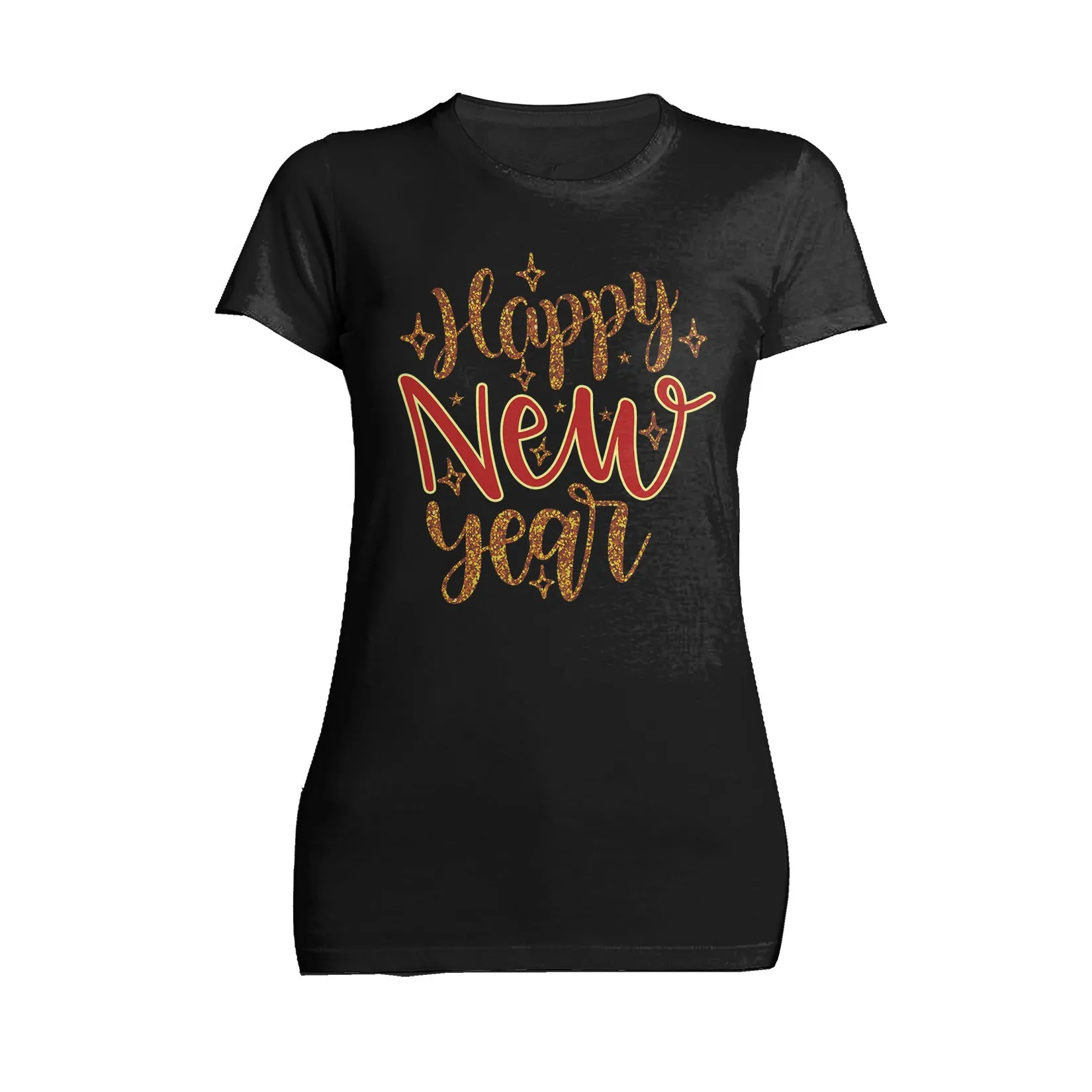NYE Happy New Year Stars Sparkle Bling Party Eve Celebration Women's T-Shirt