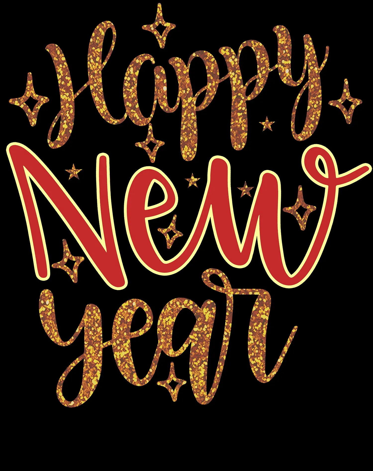NYE Happy New Year Stars Sparkle Bling Party Eve Celebration Women's T-Shirt