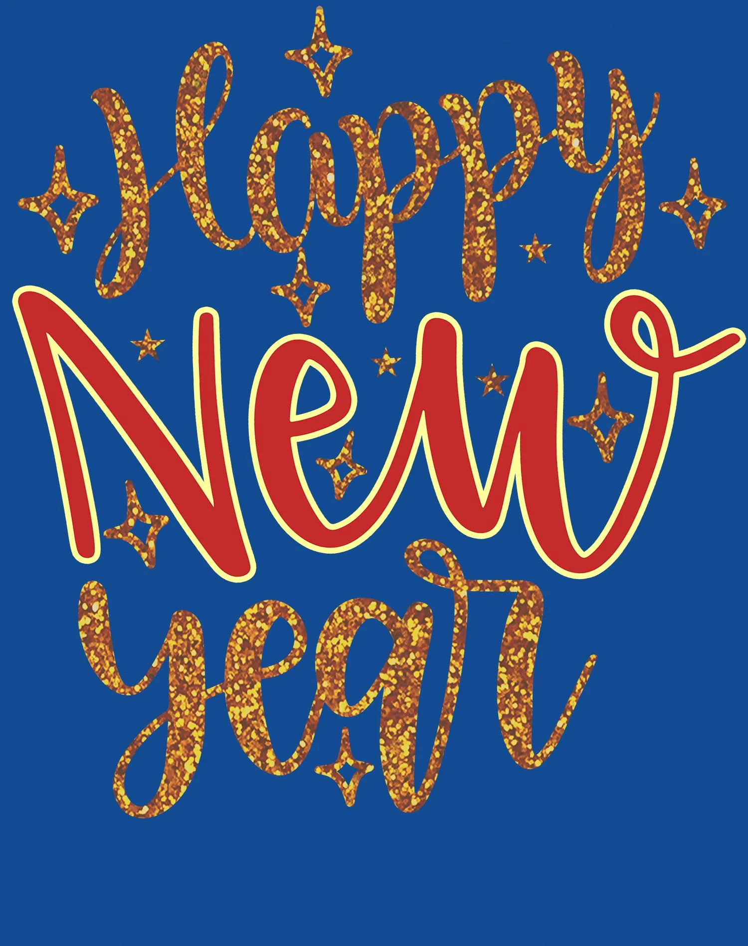 NYE Happy New Year Stars Sparkle Bling Party Eve Celebration Women's T-Shirt