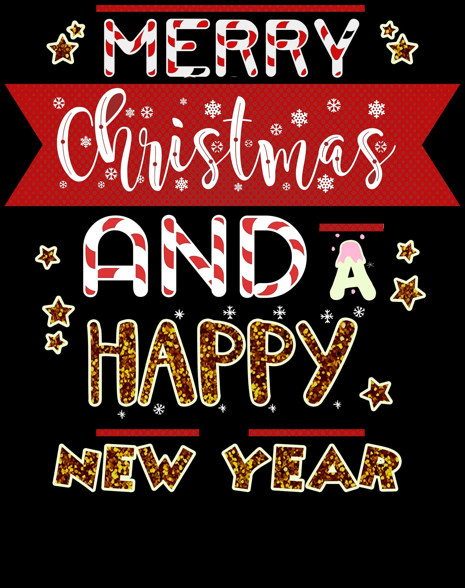 NYE Merry Christmas Stripes Happy New Year Sparkle Party Kid's T-Shirt