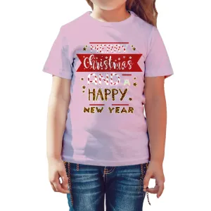 NYE Merry Christmas Stripes Happy New Year Sparkle Party Kid's T-Shirt