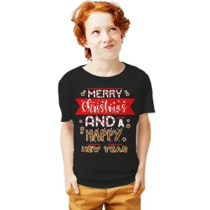 NYE Merry Christmas Stripes Happy New Year Sparkle Party Youth T-Shirt