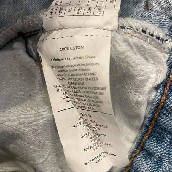 ONE by One Teaspoon Hawks Distressed Denim Shorts Size 25