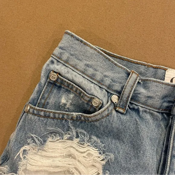 ONE by One Teaspoon Hawks Distressed Denim Shorts Size 25