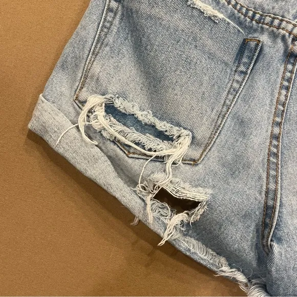 ONE by One Teaspoon Hawks Distressed Denim Shorts Size 25
