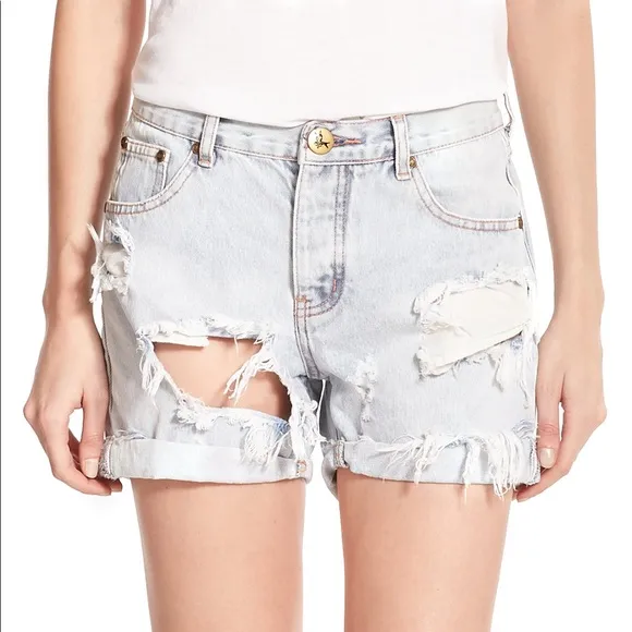 One Teaspoon Chargers Distressed Denim Shorts 24