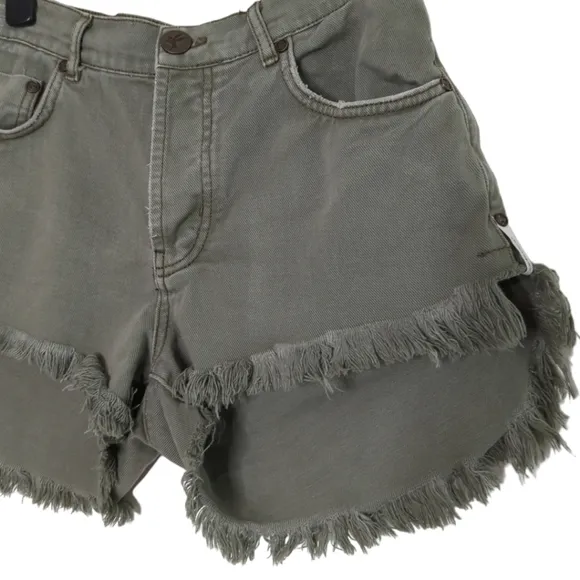 One Teaspoon Le Wolves Olive Green Cut Off Shorts Size 26