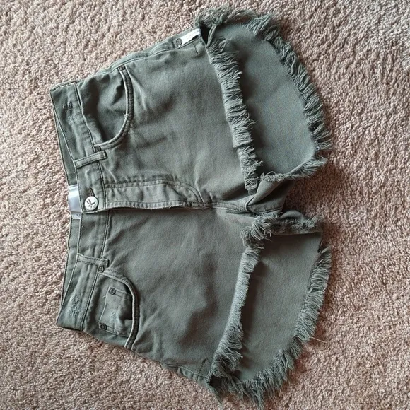 One Teaspoon Le Wolves Olive Green Cut Off Shorts Size 26