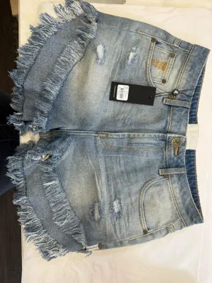 One Teaspoon - Outlaws Low Waist Mid Length Denim Shorts - Blue Malt