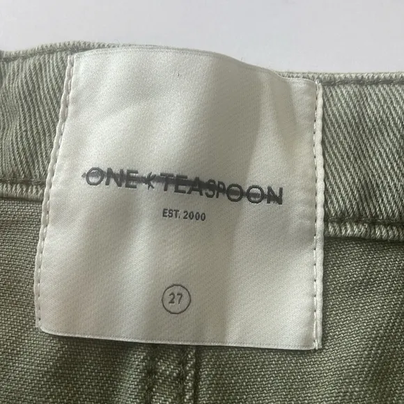 One Teaspoon X Free People Super Military Khaki Bandits Denim Shorts Green 27