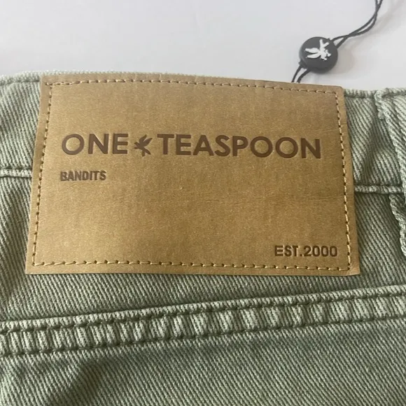 One Teaspoon X Free People Super Military Khaki Bandits Denim Shorts Green 27