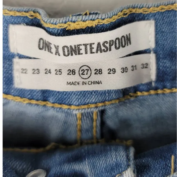 One X One Teaspoon Harlets High Rise Exposed Button Fly Jean Shorts 27