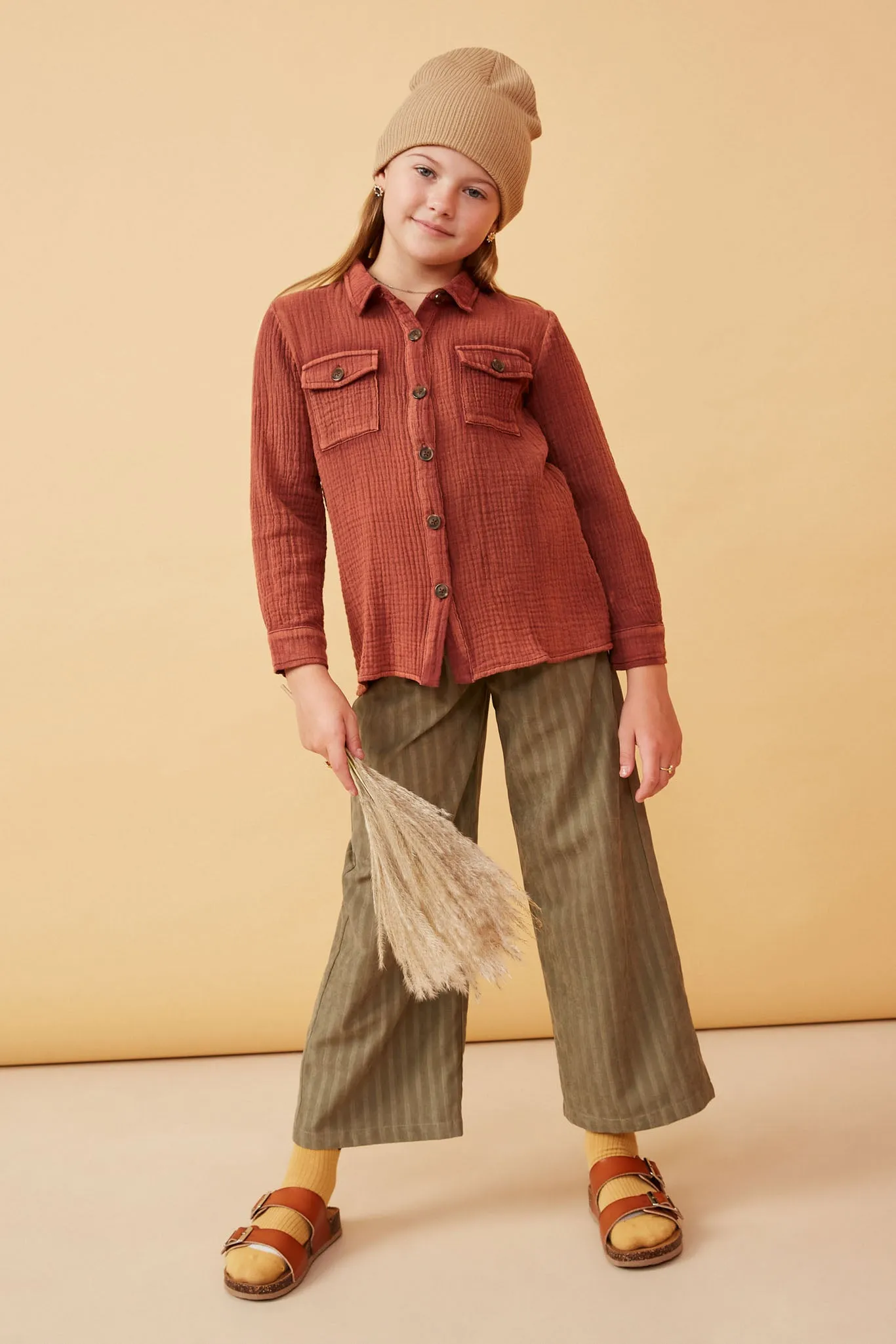 Overdyed Textured Button Up Shirt