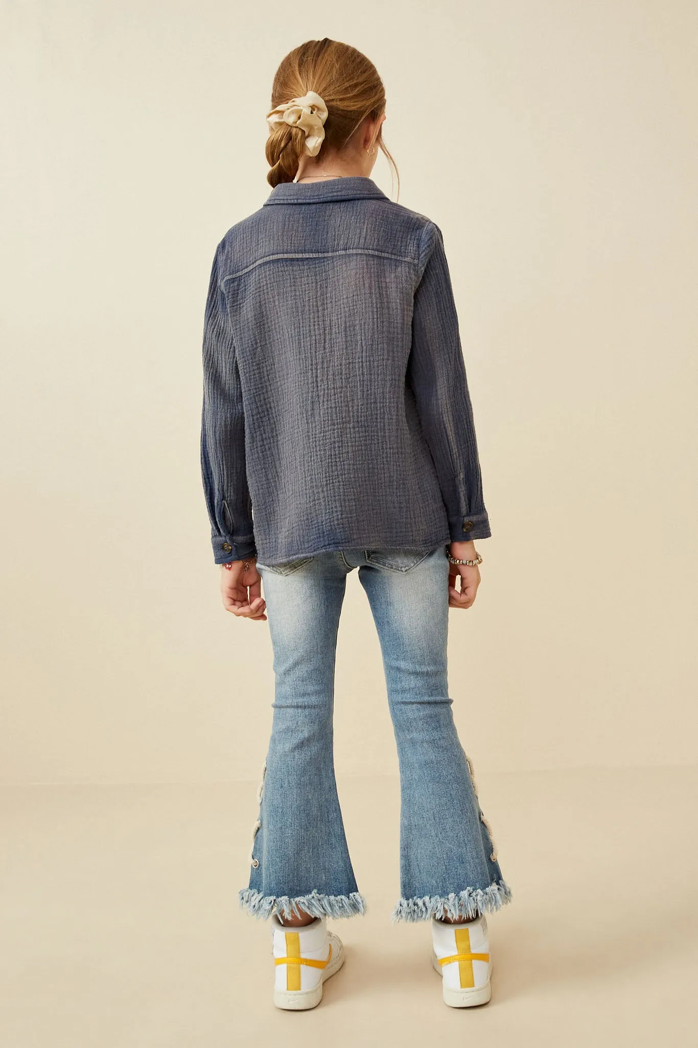 Overdyed Textured Button Up Shirt