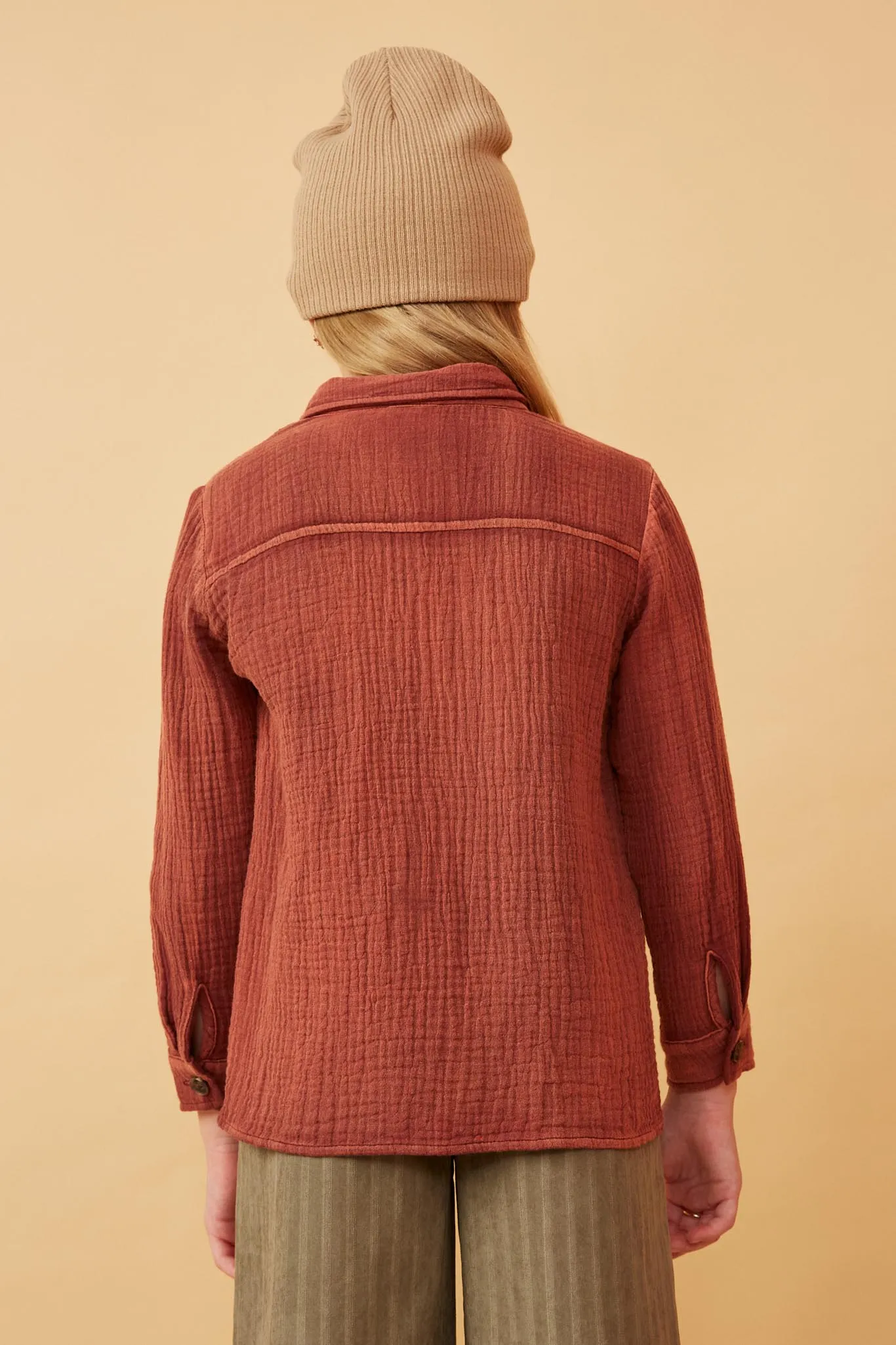 Overdyed Textured Button Up Shirt