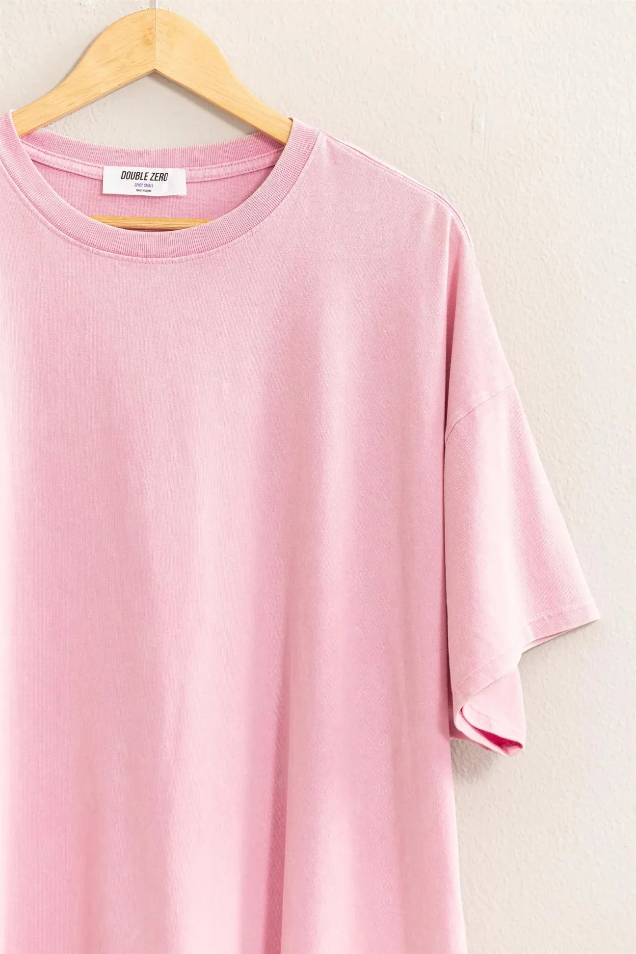Oversized Mineral Washed Tee - Light Pink