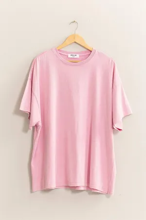 Oversized Mineral Washed Tee - Light Pink