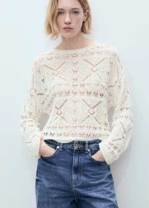 Oversized openwork knitted sweater - Light Beige