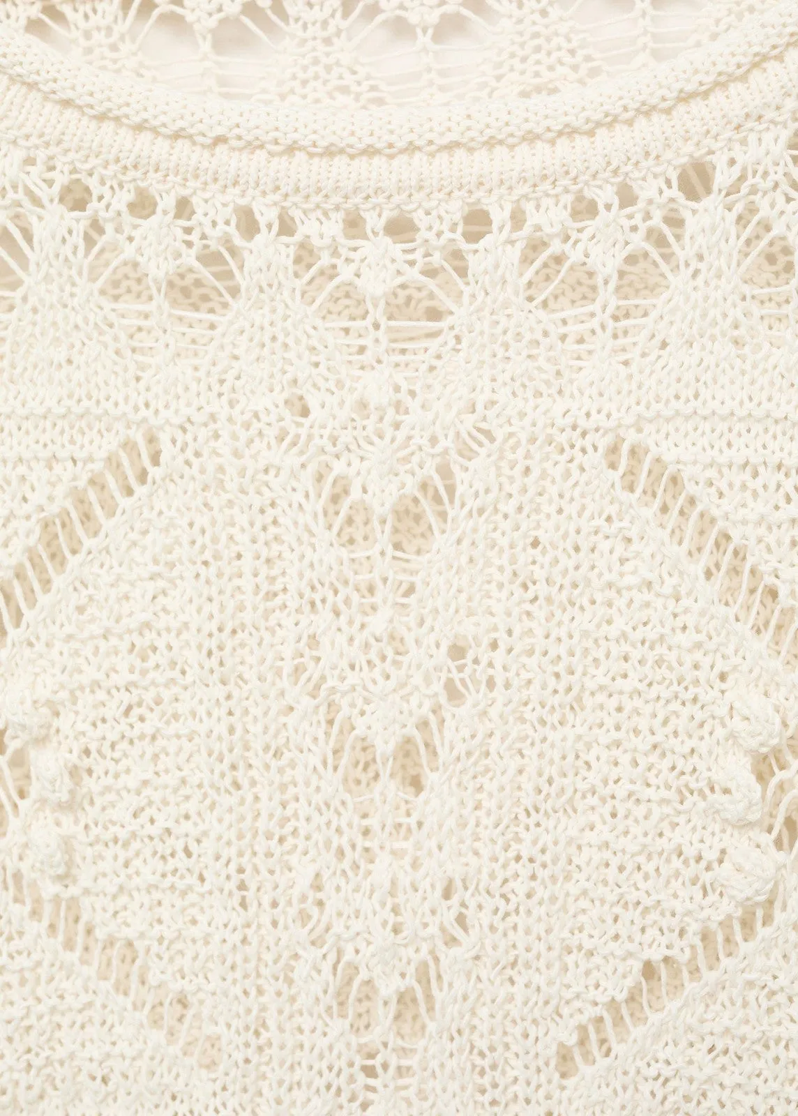 Oversized openwork knitted sweater - Light Beige