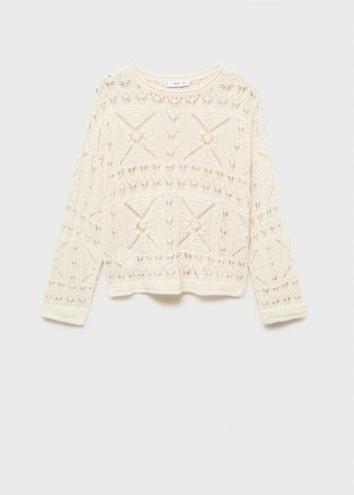 Oversized openwork knitted sweater - Light Beige