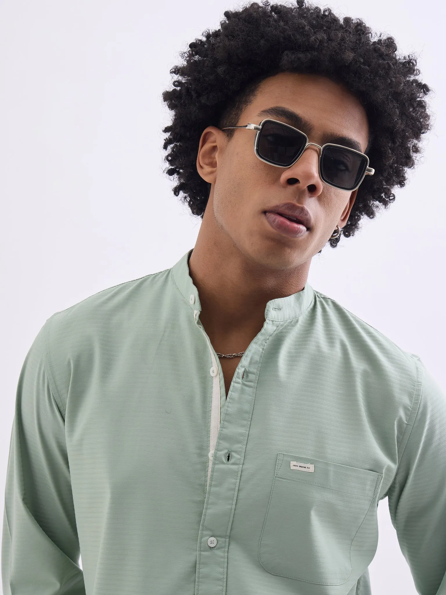 Pista Chinese Collar Slim Fit Shirt