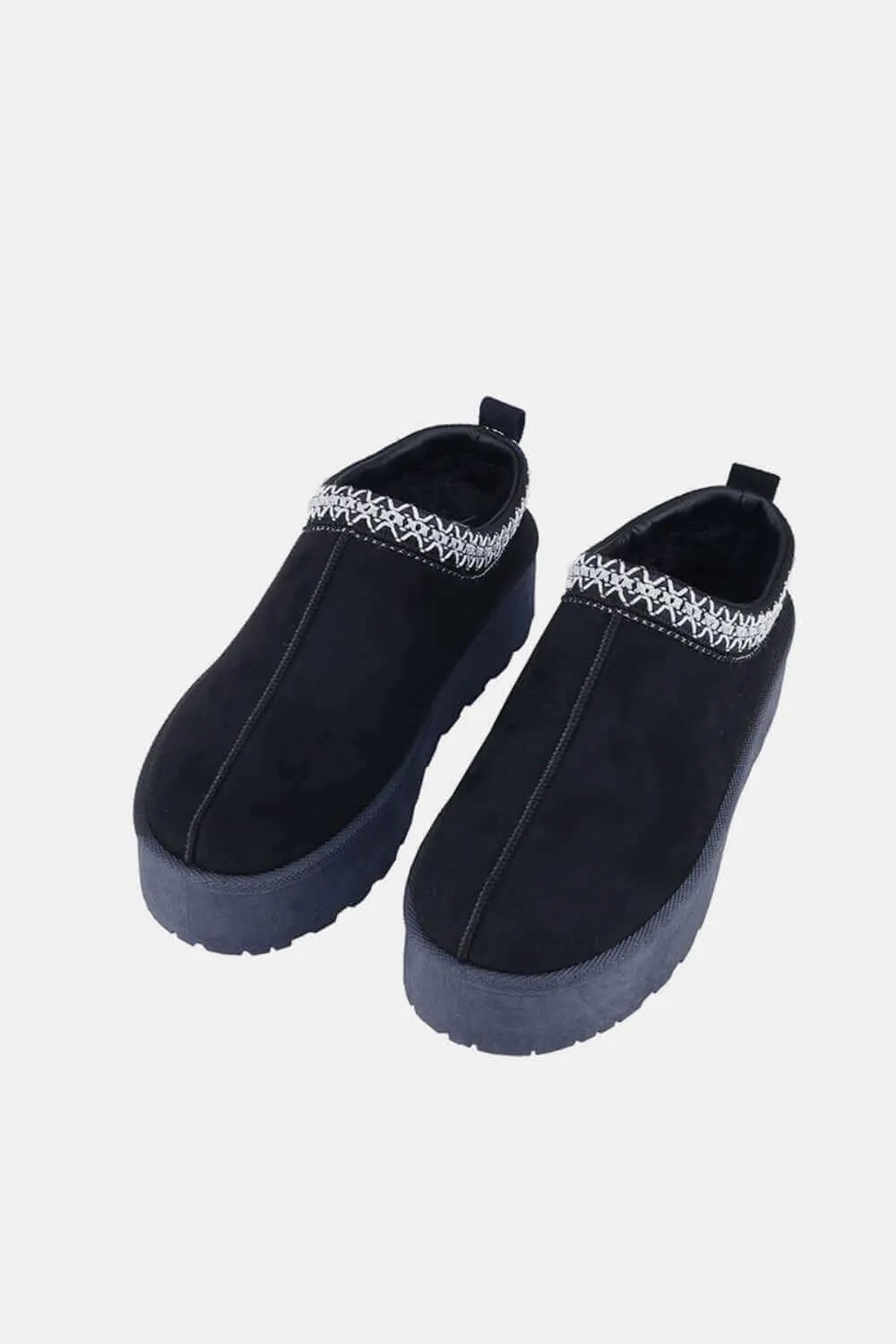 Platform Embroidered Trim Slip-On Boots – Bold Style