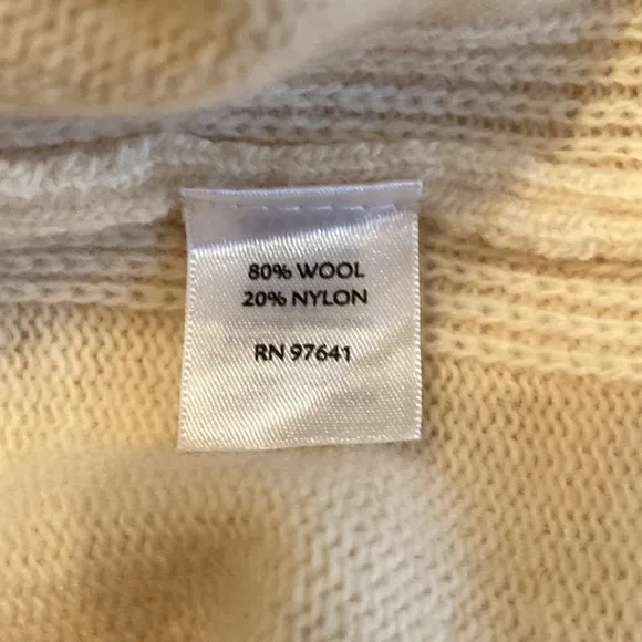 Pure Jill Cream Lagenlook Oversized Boxy Minimalist Wool Blend V Neck Poncho S/M
