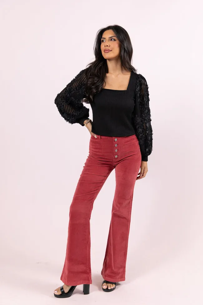 Put It On Ice Black Textured Sleeve Square Neck Sweater FINAL SALE