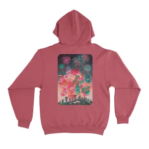 "Bunny Mecha Fight" Basic Hoodie Pink/Light Pink/Black