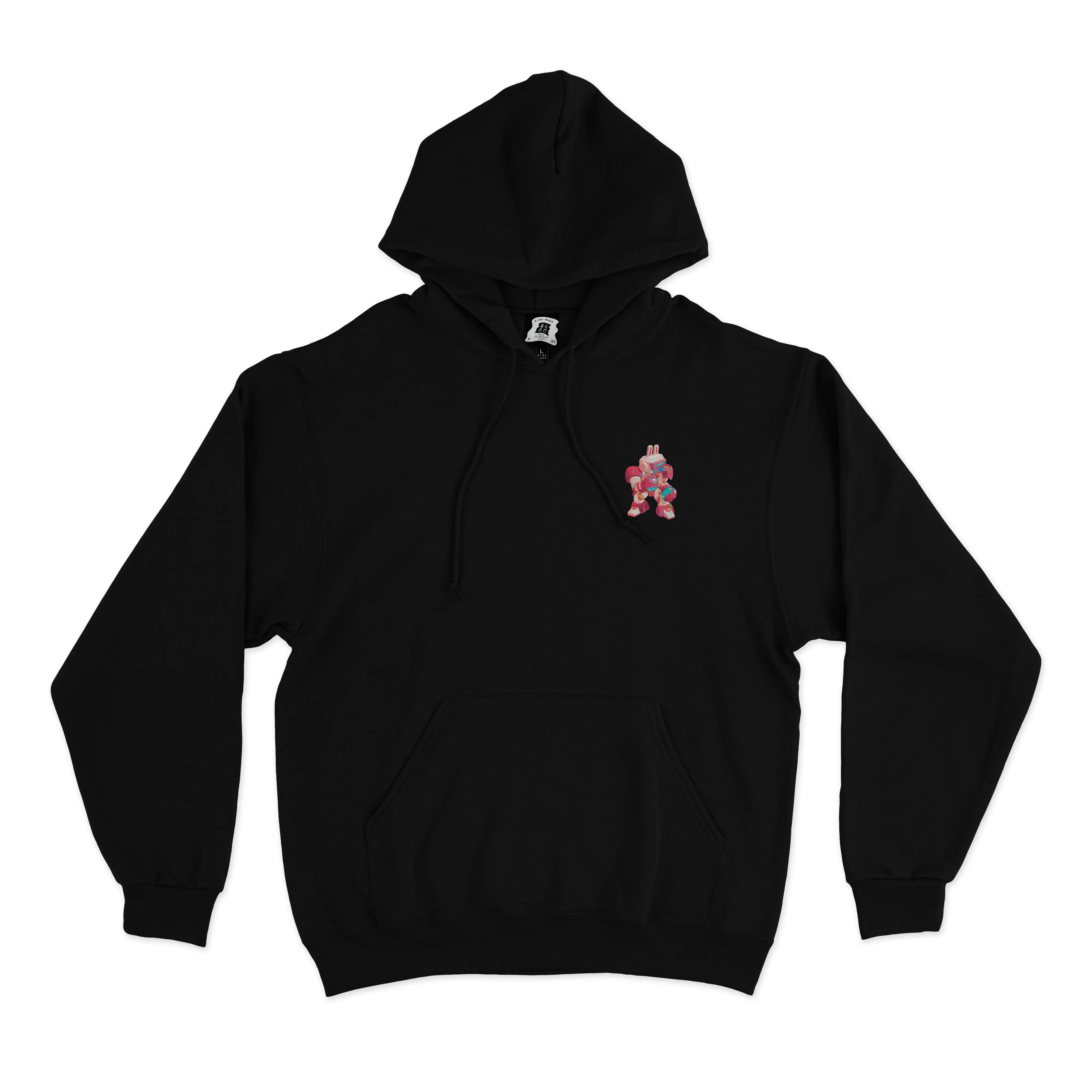 "Bunny Mecha Fight" Basic Hoodie Pink/Light Pink/Black