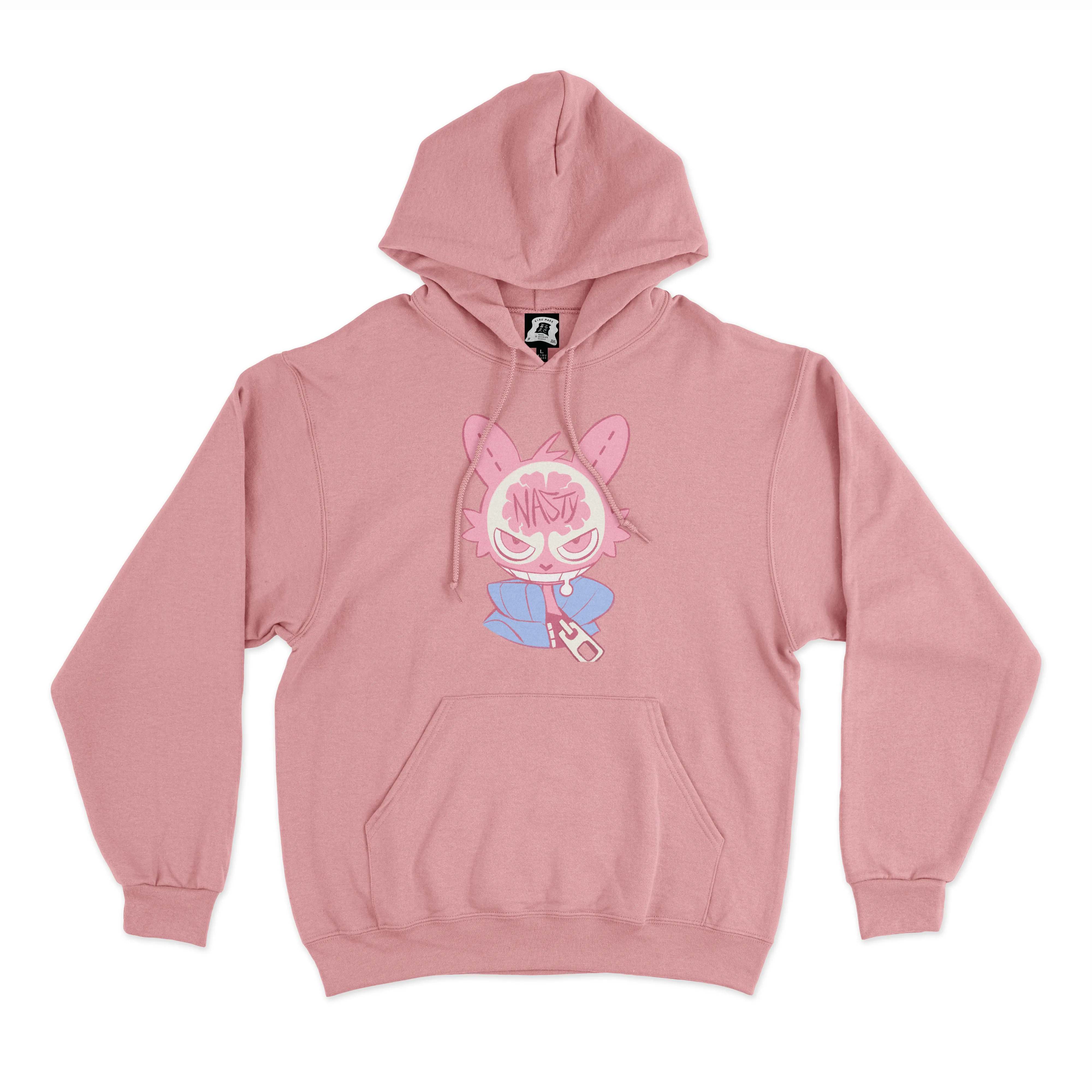"Nasty" Fleece Hoodie Light Pink / Black