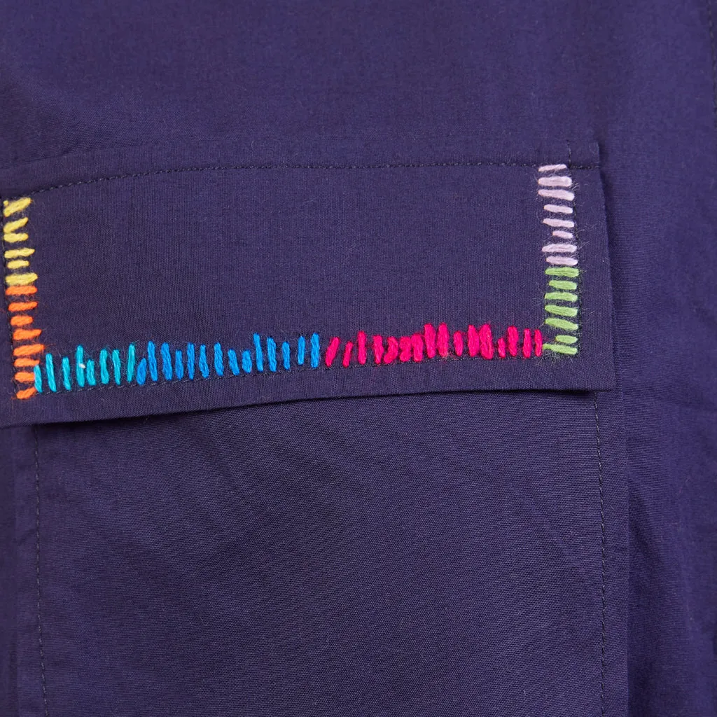 Rainbow Hand Embroidery Navy Shirt